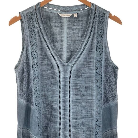 Soft Surroundings Ocean Fade Tunic Top Sleeveless Slate Blue Women Medium 29195 - Picture 2 of 8